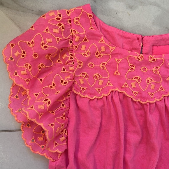 Lilly Pulitzer girls dress size small pink dress with orange eyelet detail. - Picture 4 of 11